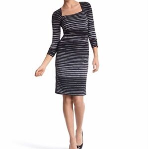 Square Neck Striped Ruched Sheath Dress White House Black Market